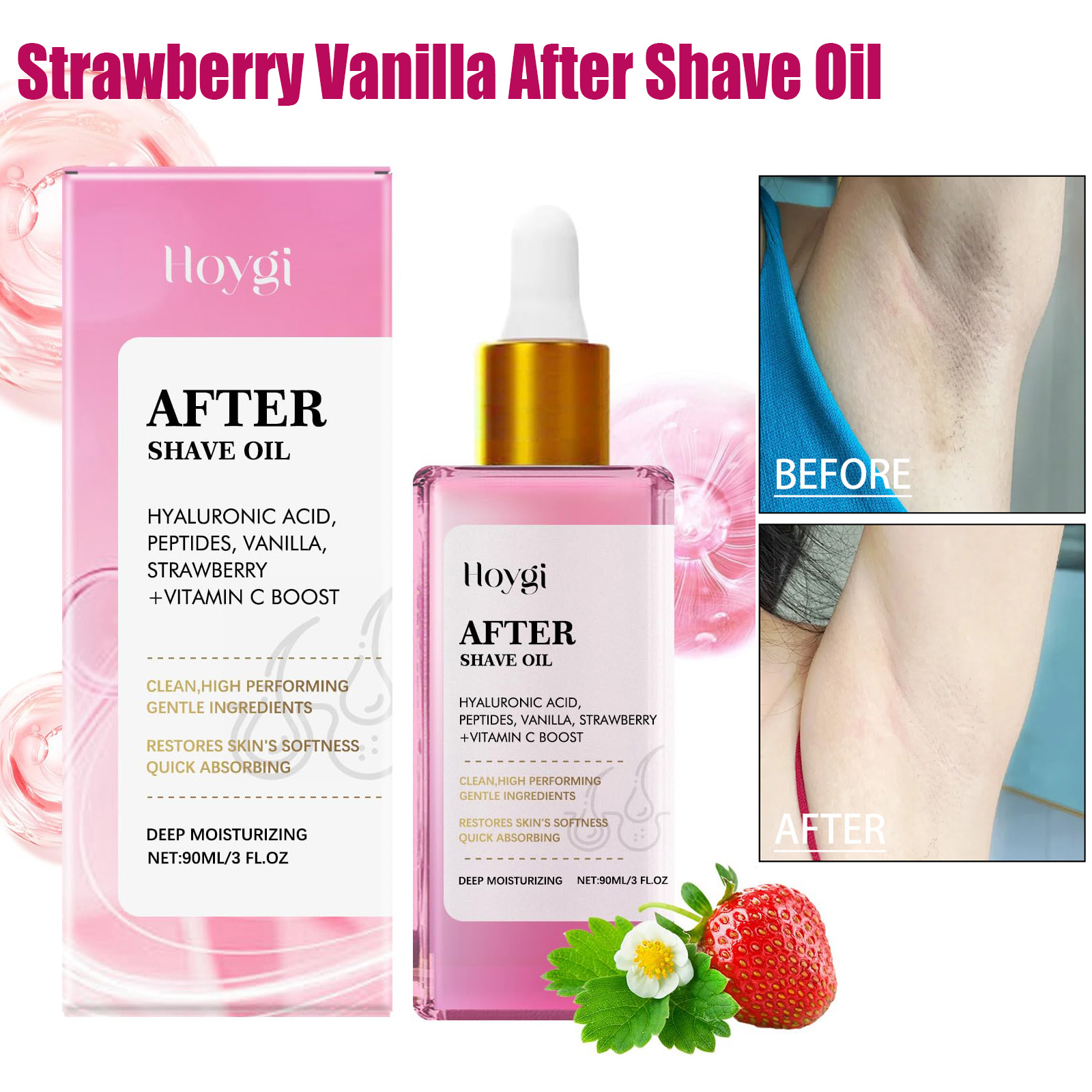Hair Removal Cream - After-Shave-Öl mit Erdbeerduft, Hautglättend, Beruhigend, Reparierend,