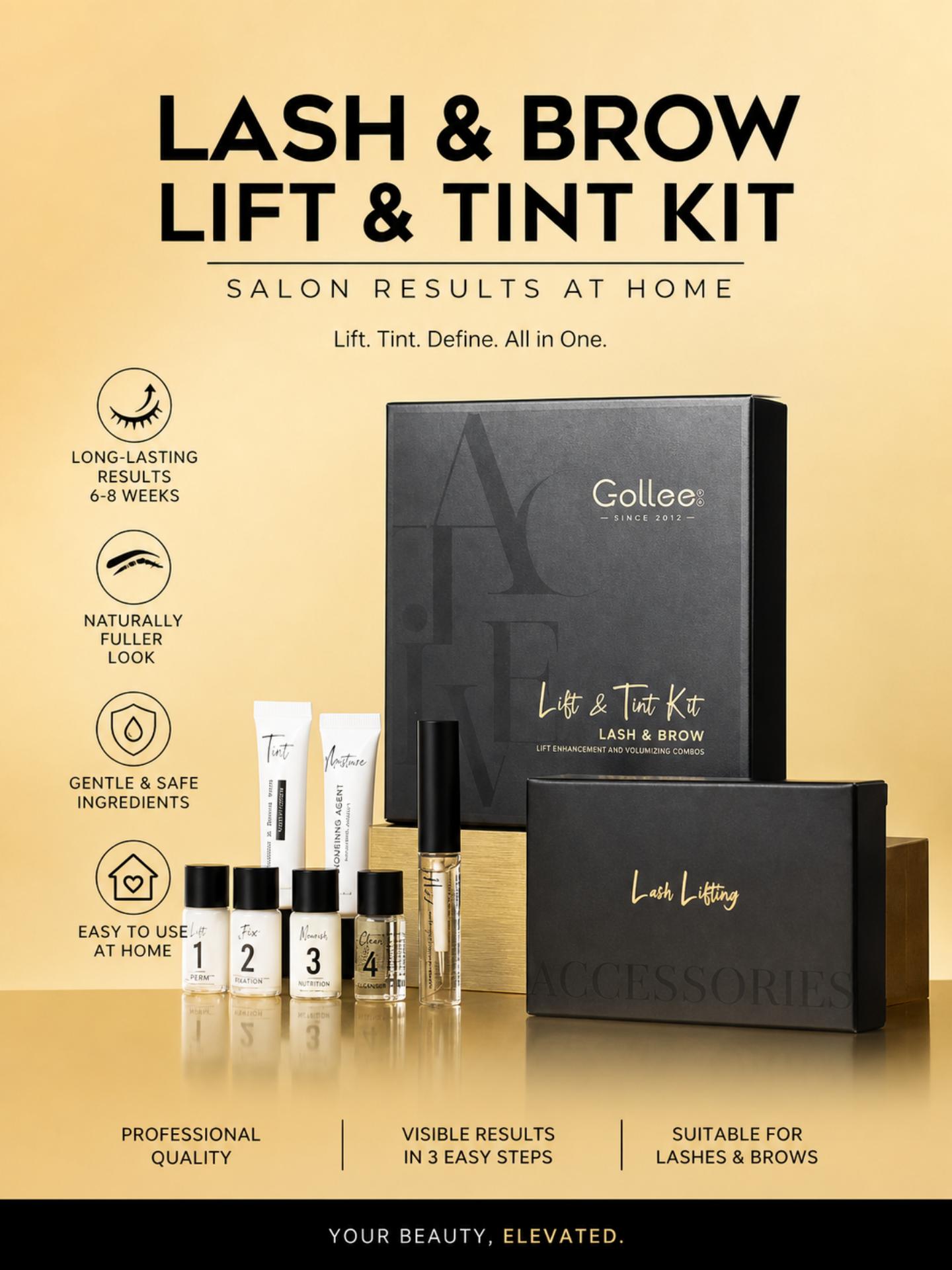 Brow Lamination Kit - GOLLEE Wimpernlifting-Farbset Augenbrauen-Laminierungsset Schwarzes und Braunes