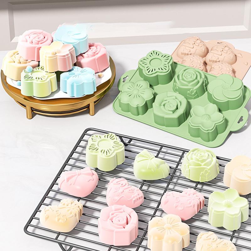 Bath Bomb Mold - SU Blumen-Silikonform, 6 Vertiefungen mit verschiedenen